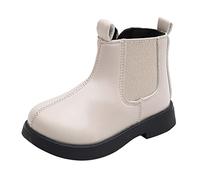 Generisch Botas de niño para niñas pequeños Zapatos para niños pequeños Botas cortas Niñas Escuela Zapatos de cuero Botines/Botas cortas de otoño e invierno, beige, 22 EU