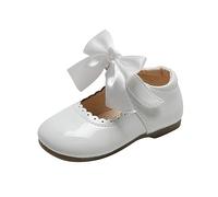 Generisch - Botas de otoño para niña, lindas, planas, lisas, lisas, redondas, lazo, con gancho y lazo (White, 29 Little Child)