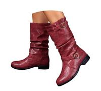 Generisch Botas de saltar para mujer, botines bajos, botas occidentales, modernas, botas de entretiempo, clásicas, medias botas de verano de altura media, zapatos festivos, botas de mujer