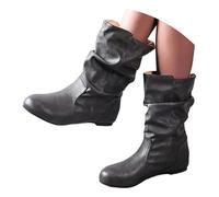 Generisch Botas de saltar para mujer, botines bajos, botas occidentales, modernas, botas de entretiempo, clásicas, medias botas de verano de altura media, zapatos festivos, botas de mujer