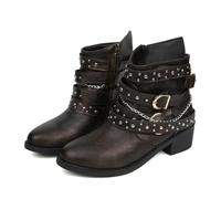 Generisch Botas de tobillo para mujer, para invierno, con hebilla y cremallera lateral para una comodidad elegante, estilo versátil, marrón, 38 EU