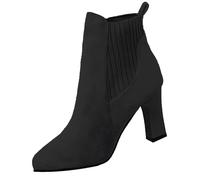 Generisch Botas de trabajo sin cordones para mujer, botas de malla para mujer, color sólido, tacón de bloque antideslizante, punta puntiaguda, botines cortos, ligeros, transpirables, impermeables, a