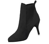 Generisch Botas de trabajo sin cordones para mujer, botas de malla para mujer, color sólido, tacón de bloque antideslizante, punta puntiaguda, botines cortos, ligeros, transpirables, impermeables