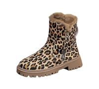 Generisch Botas de vaquero forradas para mujer, botas occidentales con estampado de leopardo, botas Chelsea Botines elegantes de ante para montar a caballo para mujer, botas cortas para mujer, zapatos