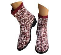 Generisch Botas de vaquero para mujer, botas de verano de tacón grueso, botas de equitación, botas altas informales, bota occidental, estilo tirolesa, elegante, para fiestas, tirolesa, Vino, 37 EU