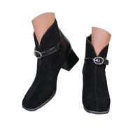 Generisch Botas de vaquero para mujer, de ante con cordones, elegantes y cómodas, para el tiempo libre, para el tiempo libre, para montar a caballo, otoño, invierno, entretiempo, Negro , 39 EU