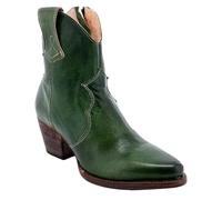 Generisch Botas de vaquero para mujer, de piel, de media altura, tacón en bloque, cierre lateral con cremallera, medias botas de estilo occidental, tallas grandes, botas de media altura para mujer