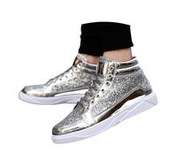 Generisch Botas de verano para hombre con lentejuelas, botines de tacón bloque, botas occidentales, modernas, botas de entretiempo, clásicas, botas de tobillo cortas, botas de verano altas