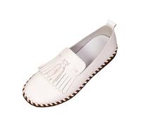 Generisch Botas de verano para mujer, cómodas zapatillas con suela de flecos, punta redonda, modelos suaves, planos y cómodos para el día a día, Blanco, 41 EU