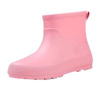 Generisch Botas de verano para mujer, impermeables, planas, de verano, de un solo color, antideslizantes, para el tobillo, antideslizantes, impermeables, modernas, Rosa., 41 EU