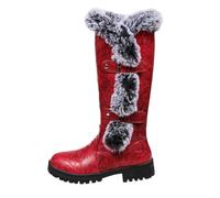Generisch Botas forradas de invierno 2026 con suela de plataforma gruesa, botas altas hasta la rodilla, suela gruesa para mayor comodidad, calidez en días fríos, rojo, 40 EU