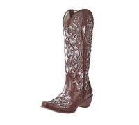 Generisch Botas hasta la rodilla para mujer de alta calidad con bordado noble diseño atractivo para mujeres conscientes del estilo, marrón, 42 EU