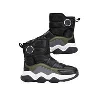 Generisch Botas infantiles para niñas, botas de invierno para niños, cálidas, antideslizantes, para la nieve, resistentes al viento, térmicas, modernas, clásicas, Negro y verde., 31 EU