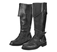 Generisch Botas medievales de caballero para adultos, cosplay, renacentista, de piel larga, botas piratas, botas occidentales, botas piratas, botas piratas, botines, Negro , 45 EU