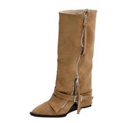 Generisch Botas medievales de caballero para mujer, vikingas, góticas, de piel sintética, con cordones, cosplay, pirata, hebilla de cinturón, botines antideslizantes, botas de invierno, 01 caqui