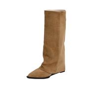 Generisch Botas medievales de caballero para mujer, vikingas, góticas, de piel sintética, con cordones, cosplay, pirata, hebilla de cinturón, botines antideslizantes, botas de invierno, 02 caqui., 38