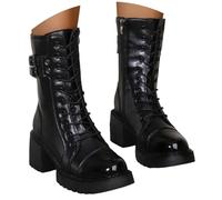 Generisch Botas negras para mujer, botas clásicas, botas occidentales clásicas, botas de entretiempo ligeras, cómodas, medias botas, modernas, botas de invierno, zapatos de alta calidad, botas