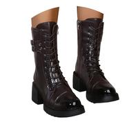 Generisch Botas negras para mujer, botas clásicas, botas occidentales clásicas, botas de entretiempo ligeras, cómodas, medias botas, modernas, botas de invierno, zapatos de alta calidad, botas