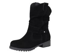 Generisch Botas occidentales de ante para mujer, botines con tacón, botas de vaquero medievales, elegantes, de color liso, con punta redonda, botas de equitación, Negro , 34 EU