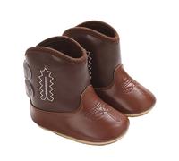 Generisch Botas occidentales de cuero para vaquero, suela suave, no deslizantes, para bebés, niñas, recién nacidos, 24, café, 22 EU
