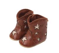 Generisch Botas occidentales de cuero vaquero botines suela suave antideslizante zapatos de cuna para bebé niño pequeño niña niño recién nacido botas impermeables para bebé, marrón, 23 EU