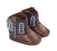 Generisch Botas occidentales de piel para bebé, botines de vaquero, suela suave, no deslizantes, para bebés y niñas, recién nacidos, azul, 19 EU