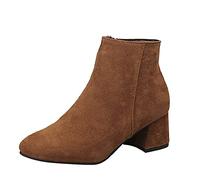 Generisch Botas occidentales para mujer, botas cortas de ante, botines con tacón, botas para mujer, otoño e invierno, botas de motociclista, botas de cowboy, botas de equitación, botas de trabajo