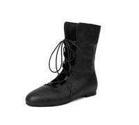 Generisch Botas occidentales para mujer, botas piratas medievales, modernas, cómodas, góticas, pantorrillas, botas de combate, planas de jazz, elegantes y cómodas, botas de caballero botines, Negro
