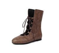 Generisch Botas occidentales para mujer, botas piratas medievales, modernas, cómodas, góticas, pantorrillas, botas de combate, planas de jazz, elegantes y cómodas, botas de caballero botines, marrón