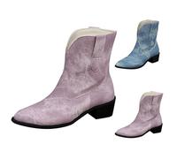 Generisch Botas occidentales para mujer, botines de invierno para mujer, botas de vaquero cortas, cómodas botas de equitación, de ante, para el tiempo libre, trekking, botas de invierno, botas de