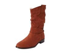Generisch Botas occidentales para mujer, botines de verano con tacón, zapatos de otoño, de ante, botines de vaquero, botas de tobillo de media altura, botas planas, botas de verano elegantes, 02