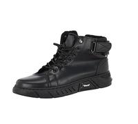 Generisch Botas para hombre, botines con cremallera, planos, impermeables, informales, de piel, para trekking, negocios, cordones, caña corta, zapatos de trabajo, elegantes zapatos de otoño, Negro