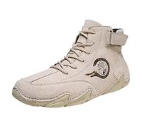 Generisch Botas para hombre, de ante alto, antideslizantes, con cordones, cómodas, resistentes, para otoño, senderismo, tiempo libre, montañas, con cordones, beige, 41 EU