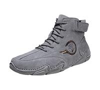 Generisch Botas para hombre, de ante alto, antideslizantes, con cordones, cómodas, resistentes, para otoño, senderismo, tiempo libre, montañas, con cordones, gris, 44 EU
