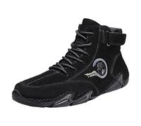 Generisch Botas para hombre, de ante alto, antideslizantes, con cordones, cómodas, resistentes, para otoño, senderismo, tiempo libre, montañas, con cordones, Negro , 44 EU