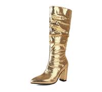 Generisch Botas por encima de la rodilla para mujer, aspecto mojado, aspecto metálico, para fiestas, disfraces, carnaval, discoteca, fiesta de cerveza, bodas, botas largas, botas de caballero, botas