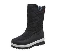 Generisch Botas por encima de la rodilla para mujer, botas de tiburón, moda invierno, botas de nieve para mujer, fondo grueso, antideslizantes, tubo largo, cremallera, cálidas, cómodas, Negro , 41 EU