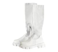 Generisch Botas por encima de la rodilla para mujer de alta calidad Botas informales para mujeres conscientes de la moda con cremallera de punta redonda para el look perfecto, beige, 42 EU