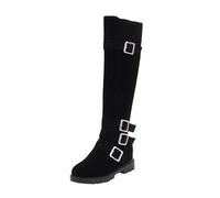 Generisch Botas por encima de la rodilla para mujer, tacón alto, plataforma gótica, hasta la rodilla, con cordones, botas altas con tacón de bloque, suela de perfil, botas para mujer, Negro , 38.5 EU