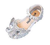 Generisch Botas térmicas de caza strass mariposa forma lentejuelas perla gancho lazo sandalias 35, plata, 28.5 EU