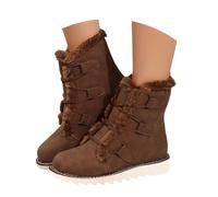 Generisch Botas vaqueras con hebilla para mujer, de ante Chelsea, botas bajas con tacón, botas occidentales, botas de equitación casuales, elegantes, medias botas, cómodas, informales, de otoño, botas