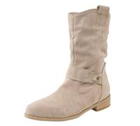Generisch Botas vaqueras para mujer, de ante, botines de tacón medio, botas de entretiempo, elegantes, estilo occidental, medieval, zapatos de otoño, festivales, botines bajos, beige, 45 EU