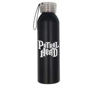 Generisch Botella de agua de aluminio de gasolina Head Cars Lover | Botella de agua de aluminio negro grabado con láser con correa de transporte