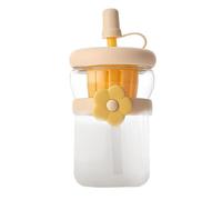 Generisch Botella de agua transparente, botella de agua con cuello ancho, recipiente para beber con tapa y pajita, botella grande a prueba de fugas, reutilizable para deportes, viajes, hogar