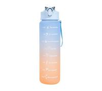 Generisch Botella deportiva con marca de tiempo, 750 ml, botella de agua de plástico, apta para bebidas carbonatadas, para fitness, gimnasio, bicicleta, yoga, exterior, color azul