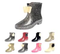 Generisch Botines cortos de goma para mujer, botines negros con cordones, para mujer, para día lluvioso, botines de un solo color, botas de lluvia ligeras, para camping, lluvia, pesca, botas cortas