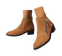 Generisch Botines de ante para mujer, con cremallera, aspecto de botines hasta el tobillo, para el tiempo libre, cómodos, para otoño e invierno, para el día a día, O Café., 41 EU