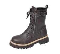 Generisch Botines de equitación para mujer, con cordones, de ante, con cremallera lateral, botines monocromáticos, para el tiempo libre, para el día a día, gris, 37.5 EU