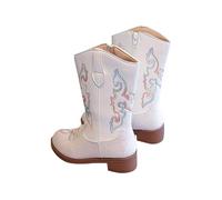 Generisch Botines de equitación para niños, botas de cuero cómodas, medias botas de invierno para niñas, botas de exterior, vacaciones, zapatos festivos, botas de vaquero de un solo color, botas de