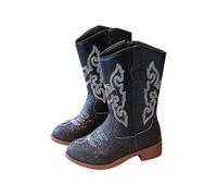 Generisch Botines de equitación para niños, botas de cuero cómodas, medias botas de invierno para niñas, botas de exterior, vacaciones, zapatos festivos, botas de vaquero de un solo color, botas de
